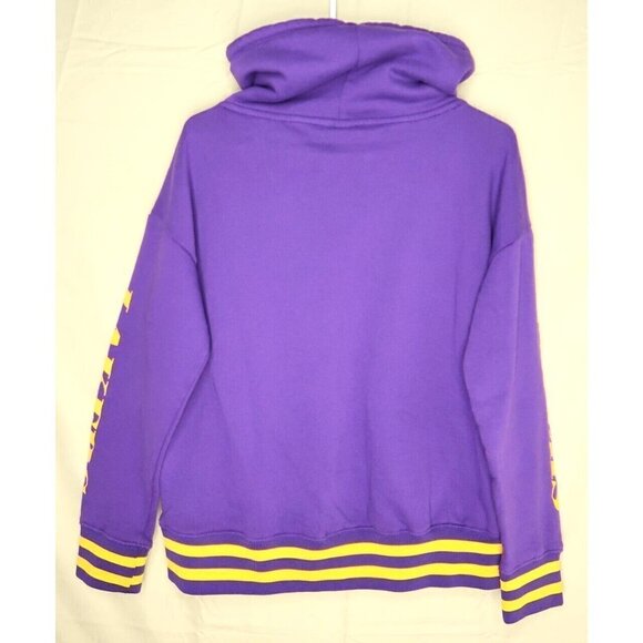 Los Angeles Lakers Sweatshirt Purple Pullover Turtle Neck Drawstring Medium - Picture 7 of 13